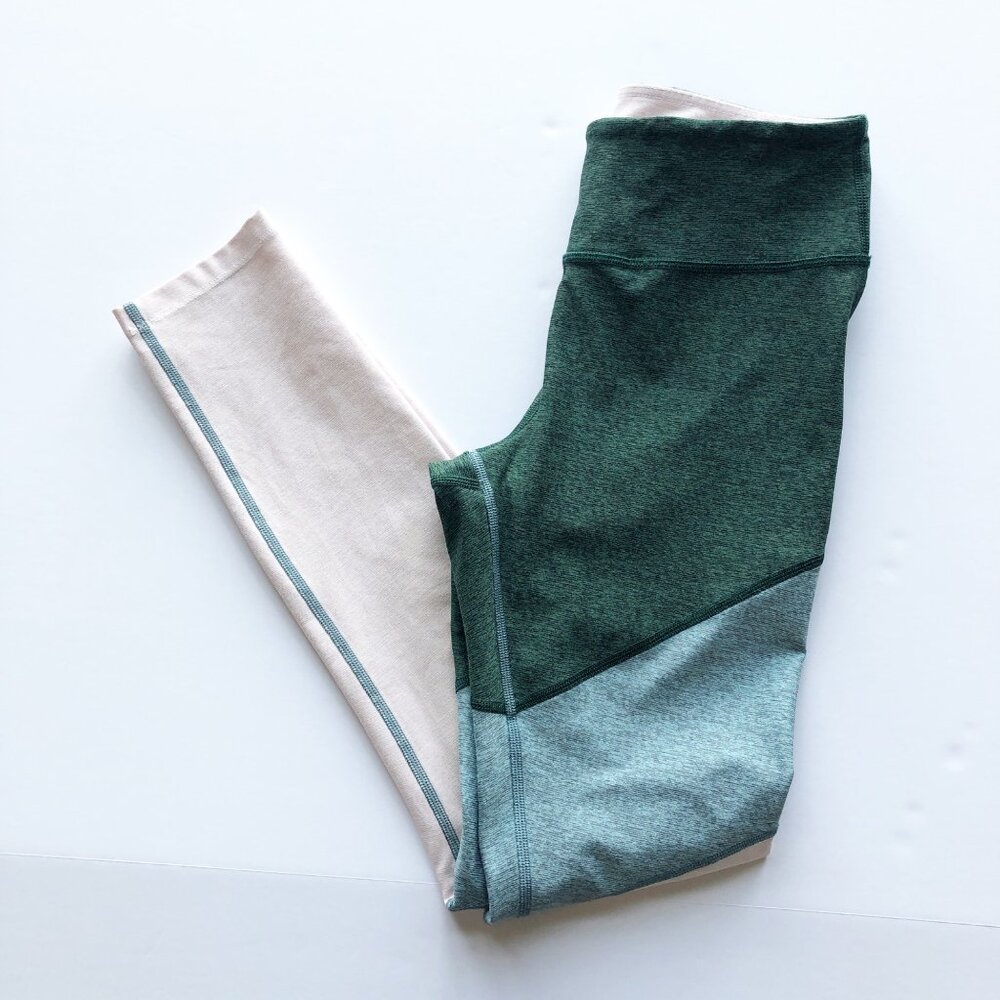 OUTDOOR VOICES Spring 7/8 Colorblock Green Pink Leggings Womens Small - Picture 2 of 8